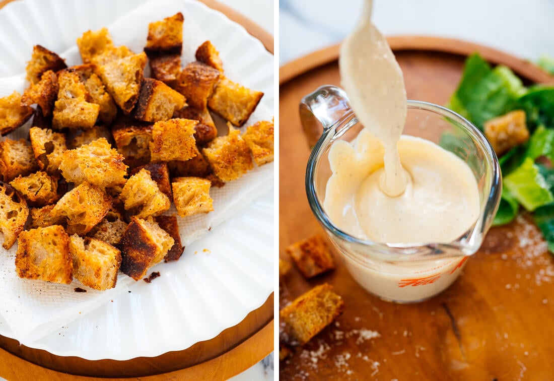 croutons and Caesar dressing