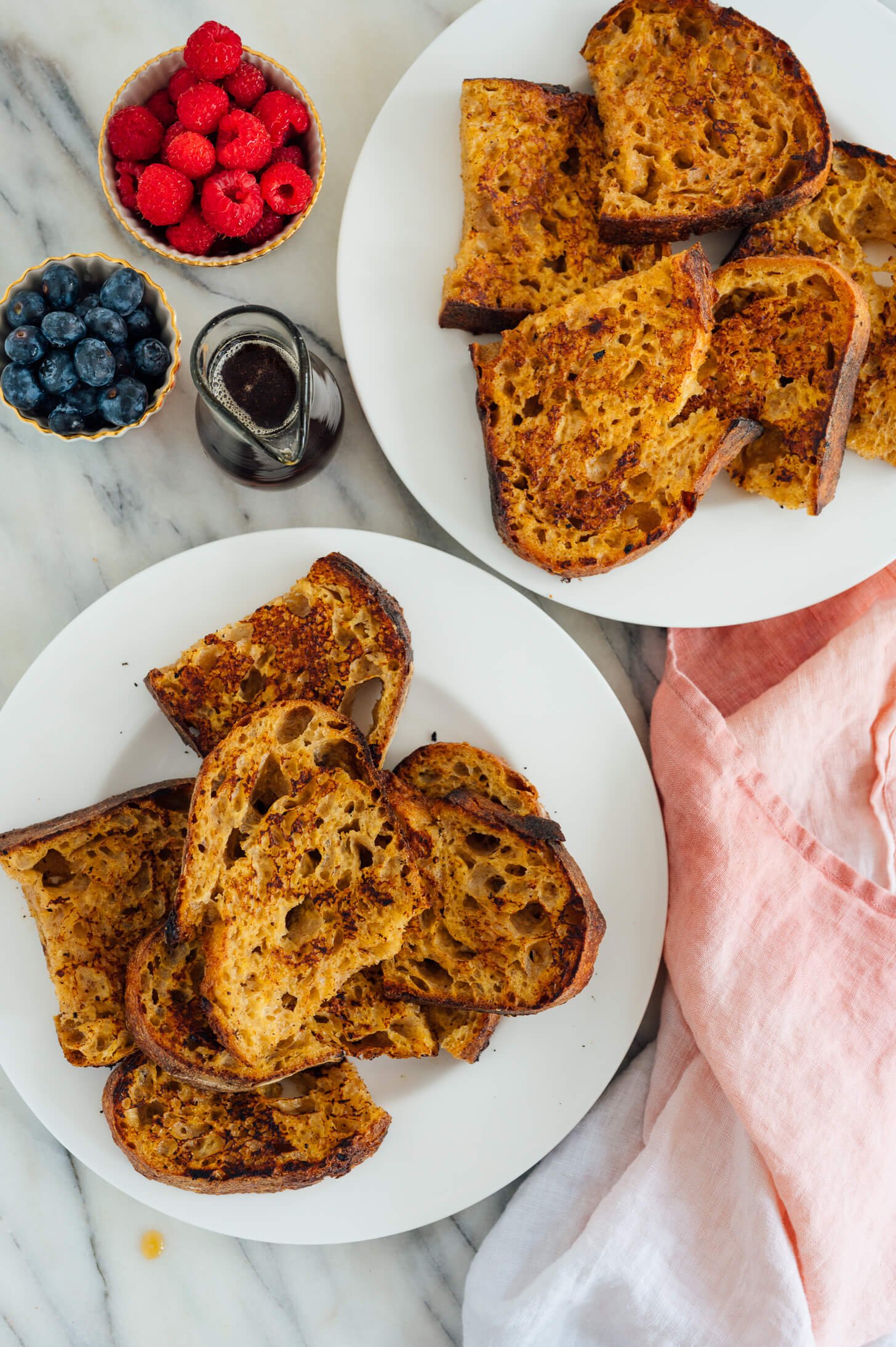 French toast on serving platters