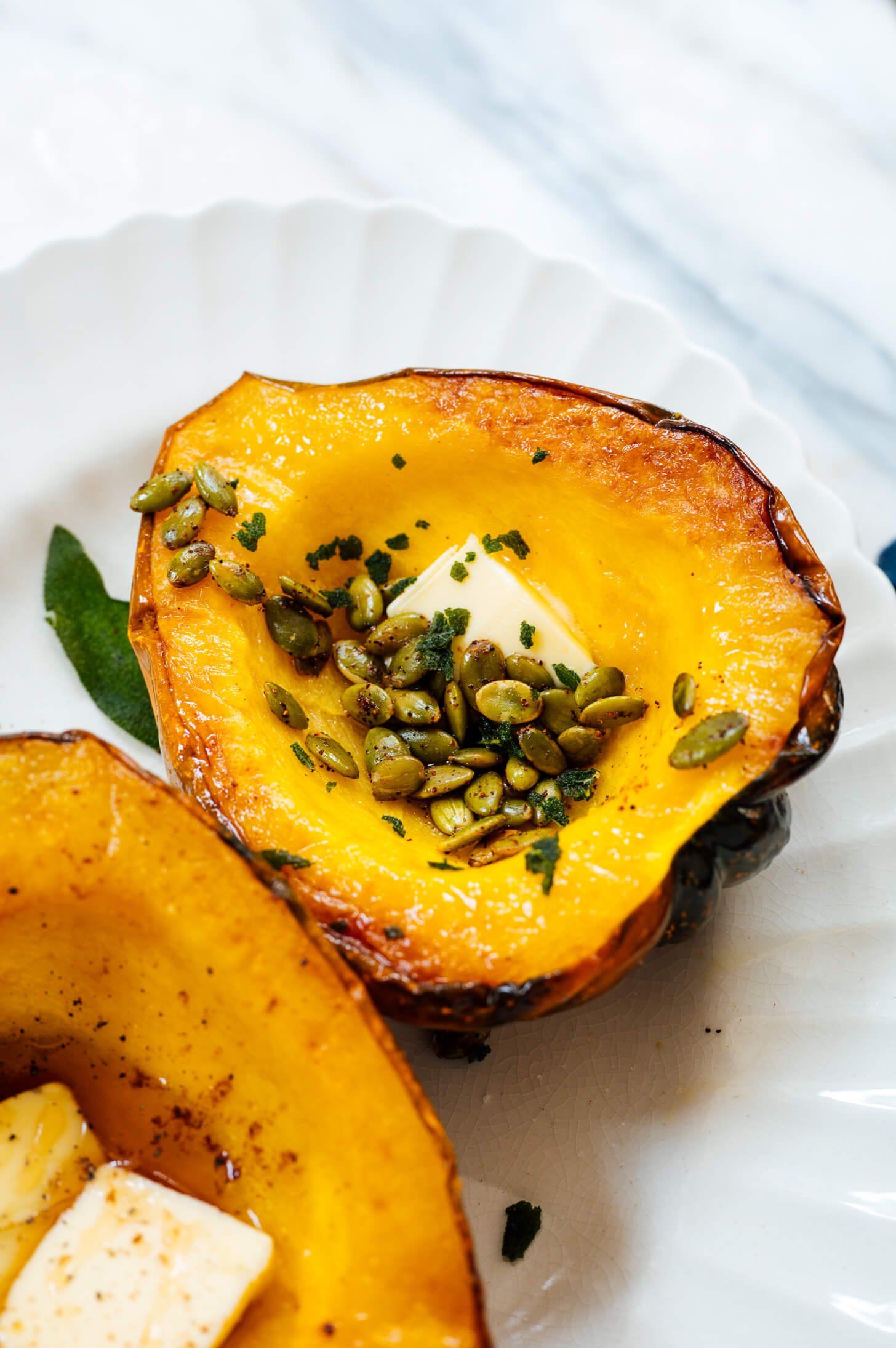 roasted acorn squash with toppings