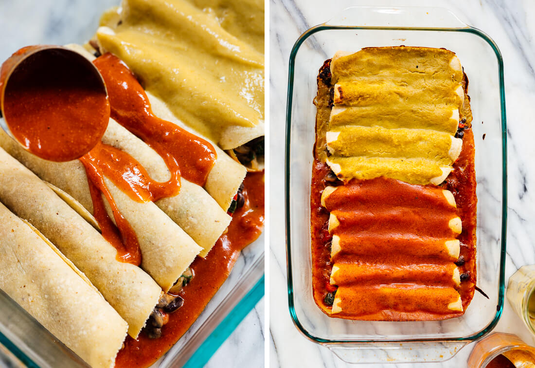 enchiladas before and after baking