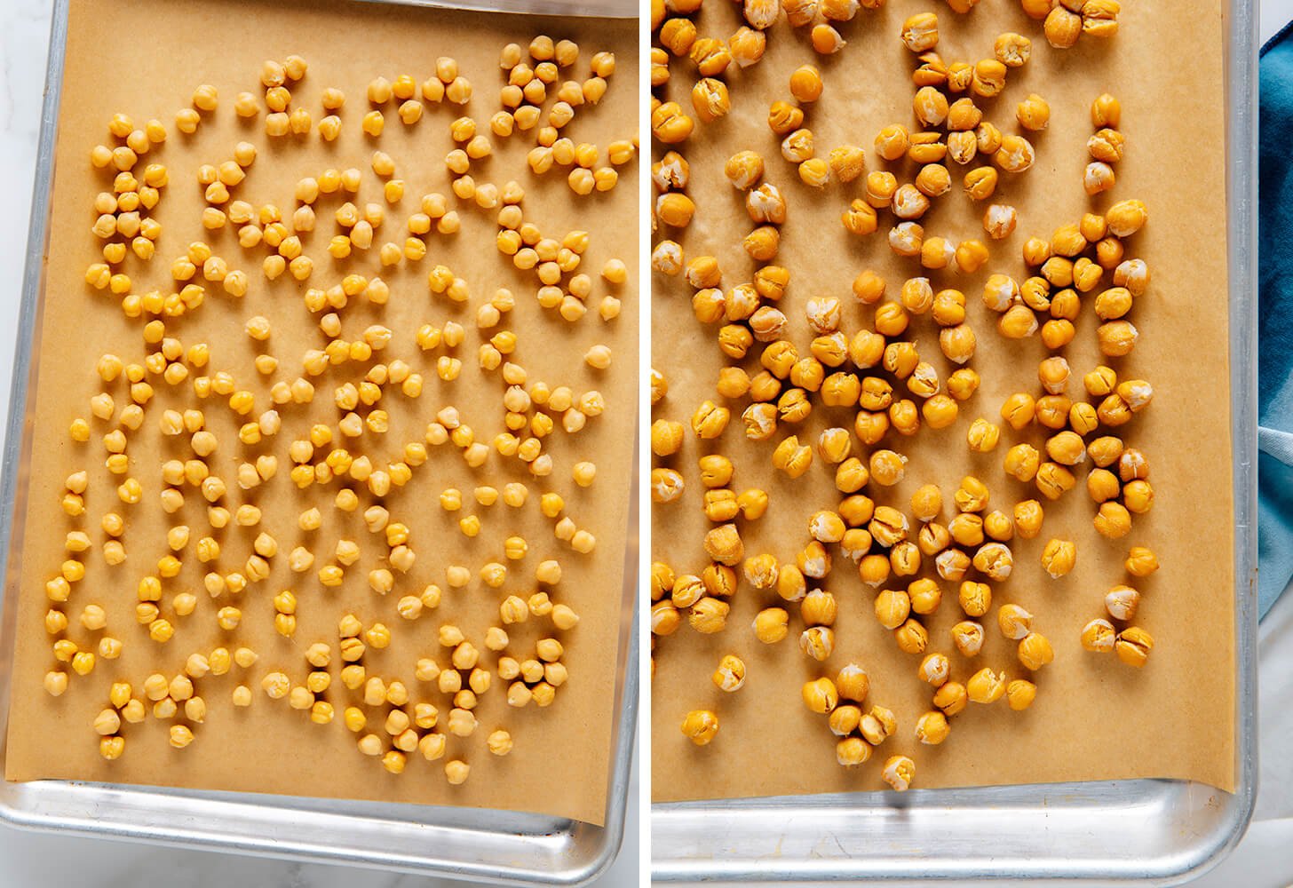 chickpeas before and after baking
