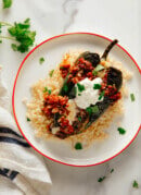 stuffed poblano peppers on plate
