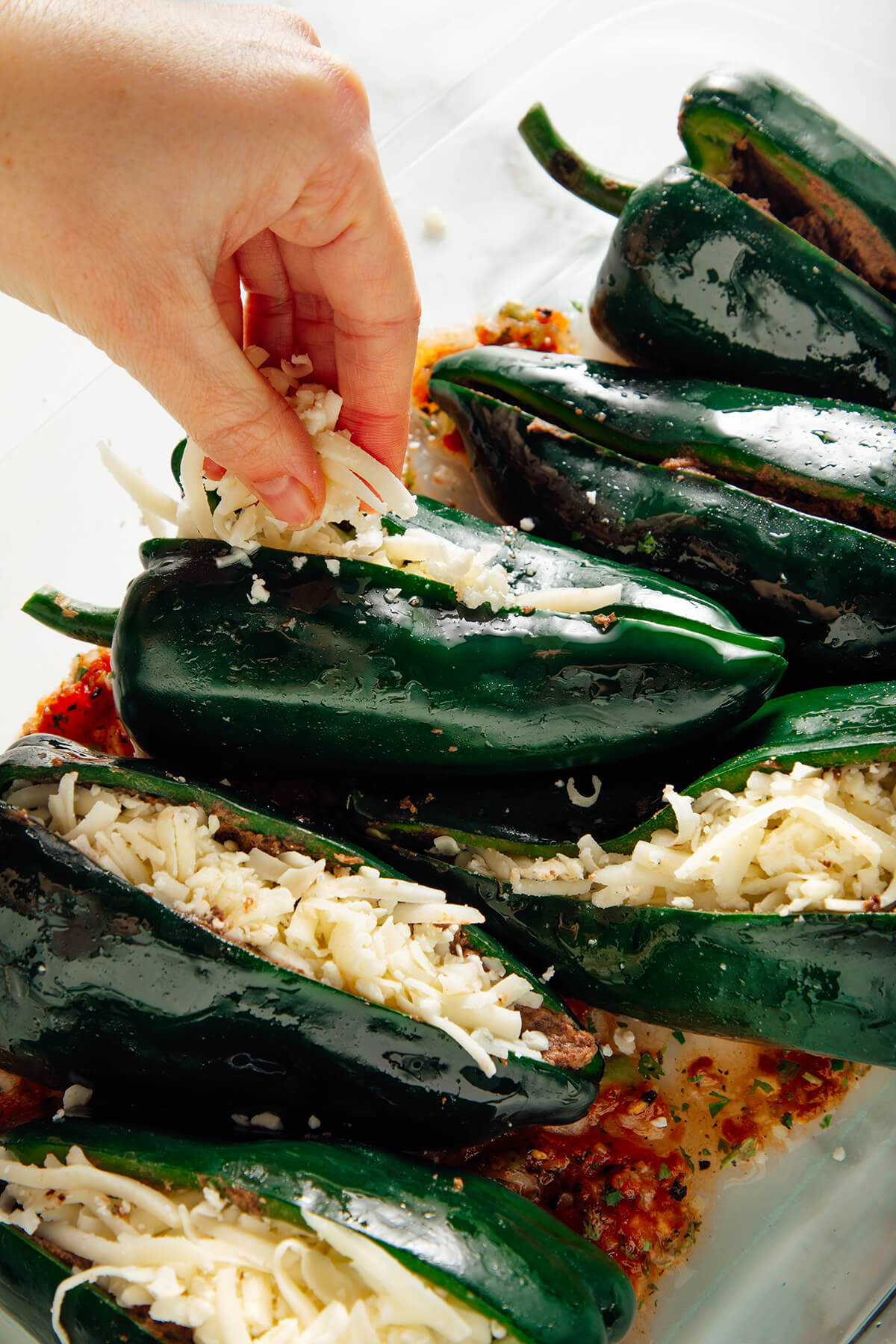 stuffing peppers with cheese