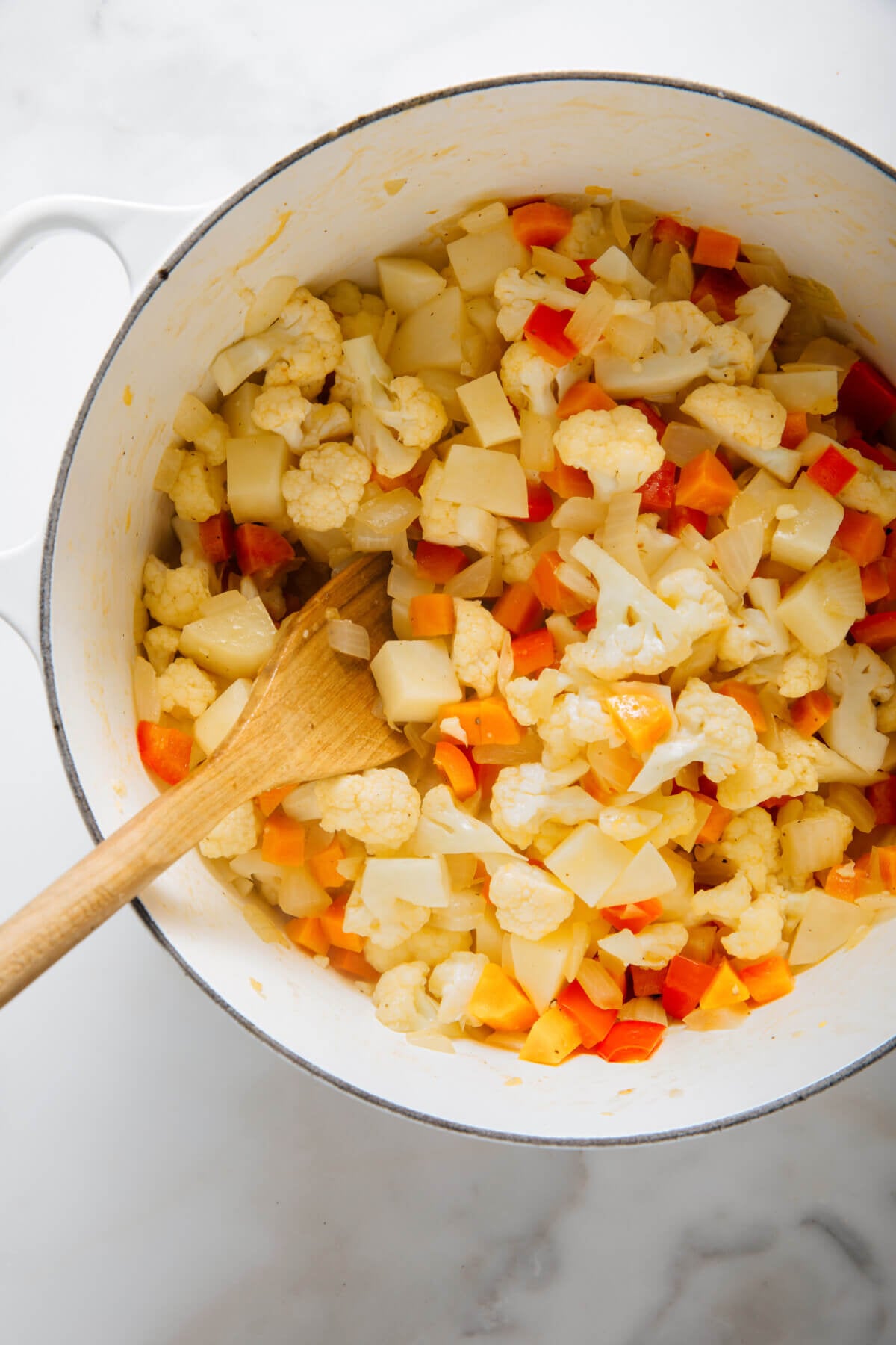 cooked cauliflower and veggies