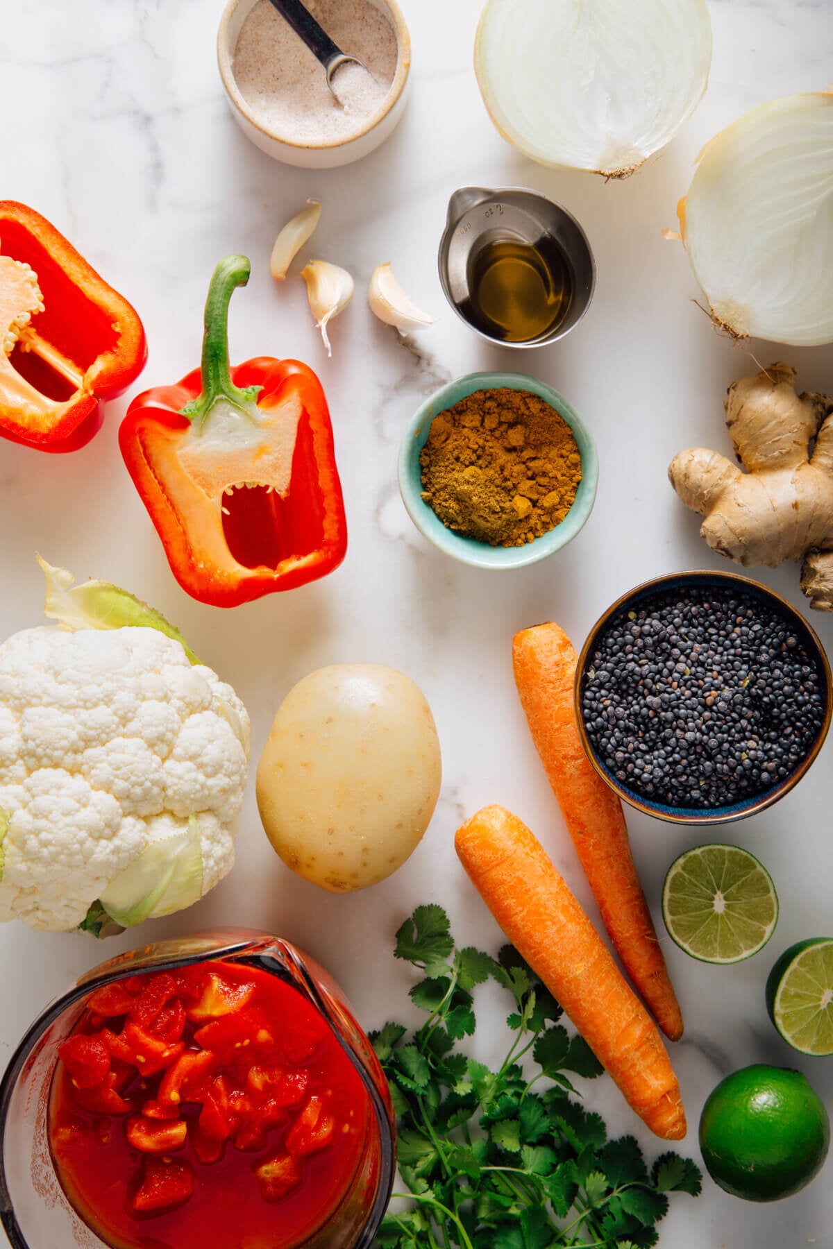 lentil curry ingredients